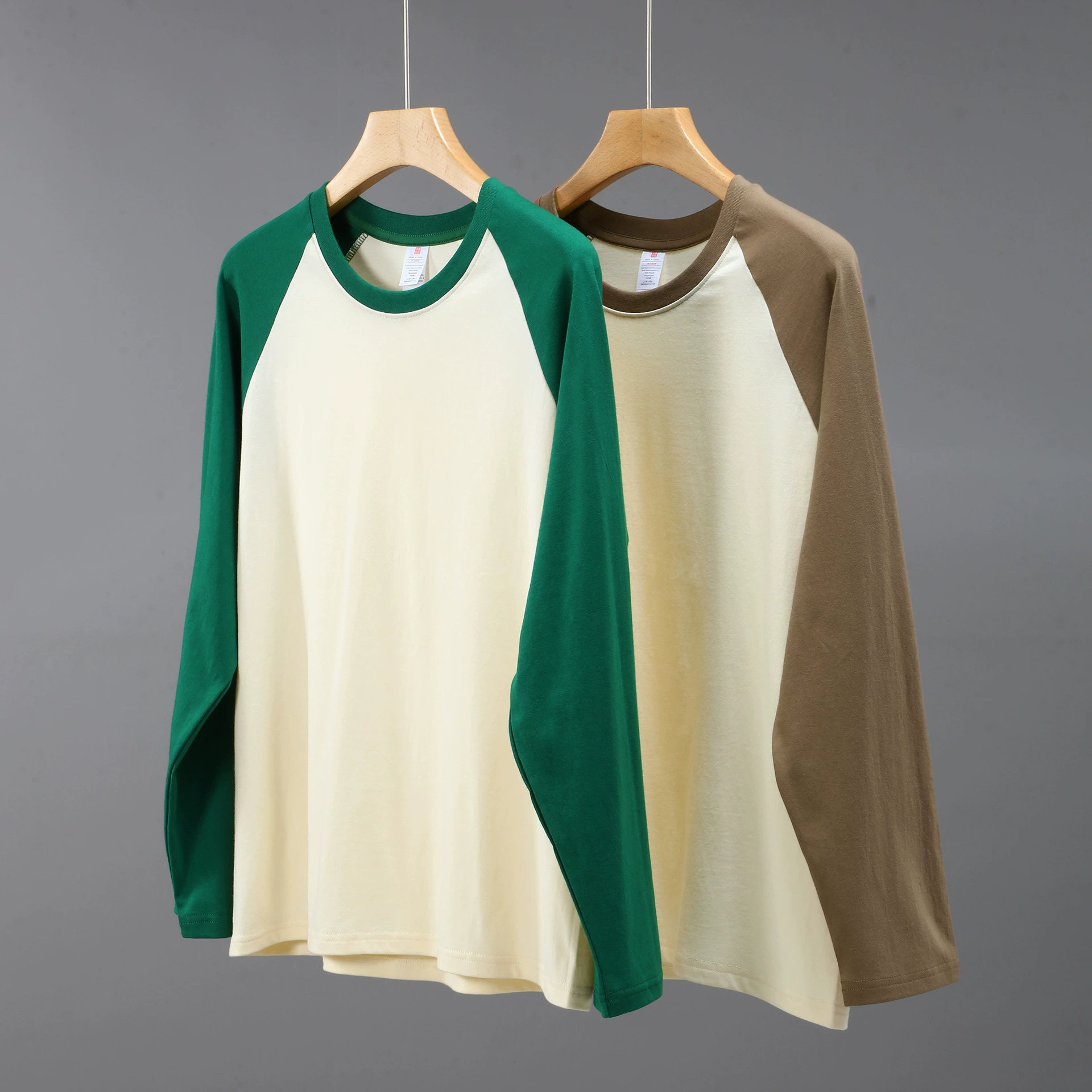 2023 Осень Новинка 230 г популярная футболка с круглым вырезом и длинным рукавом Мужская и Женская свободная хлопковая футболка в тон Повседневный Топ с рукавом реглан