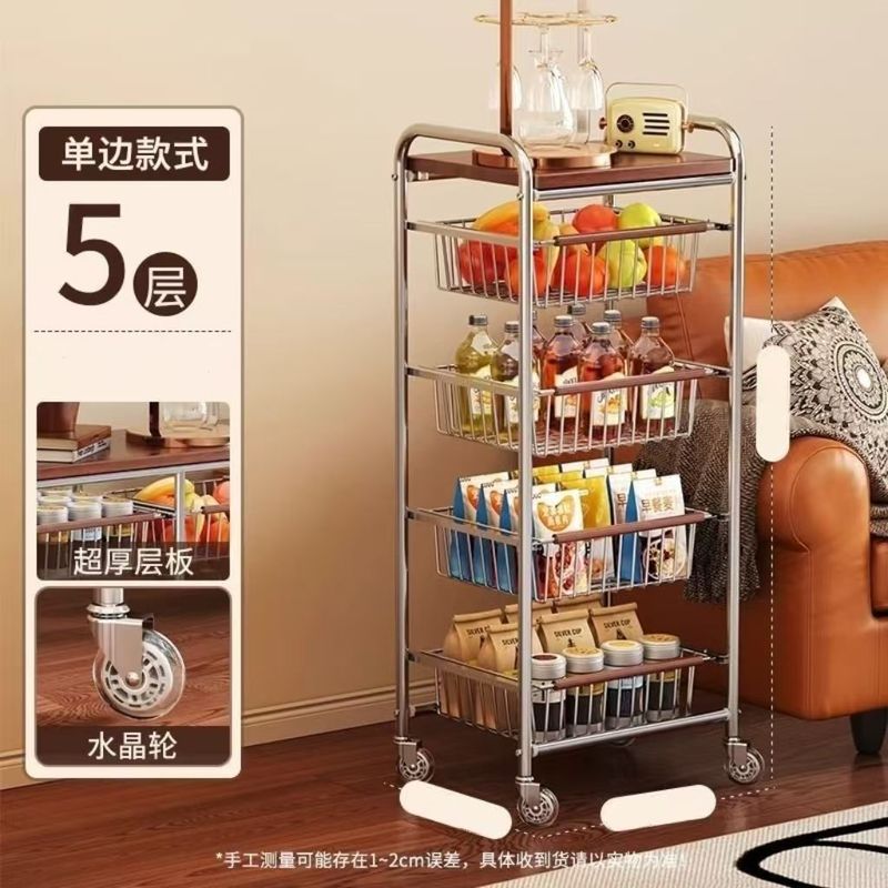 トロリースナック収納ラック多層収納ラックリビングルームモバイルキッチン野菜バスケットフロア収納ラック|undefined