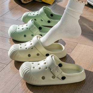 Summer New EVA Hole Shoes Women's Home Indoor Baotou Sandals Couple Wear Breathable Non-slip Beach Slippers