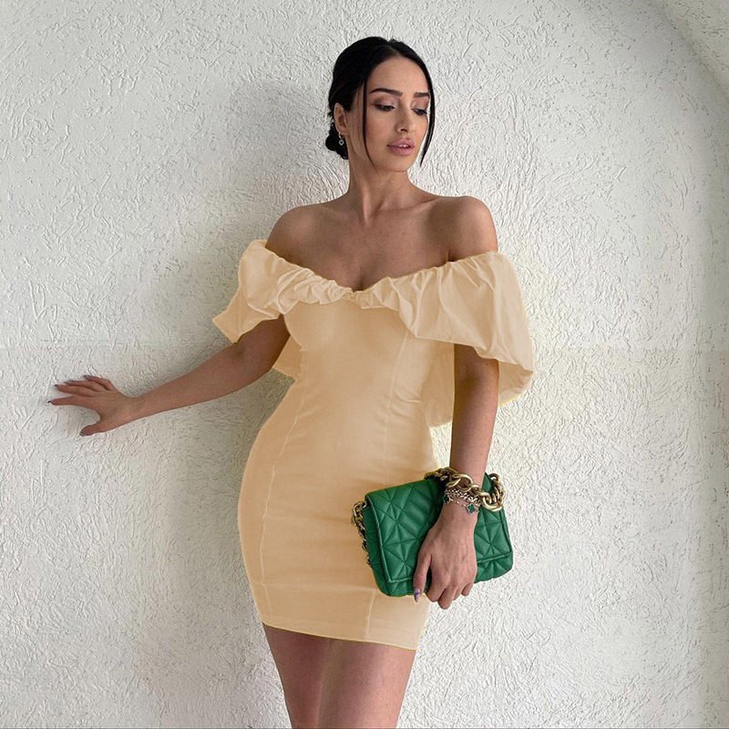 192g Weight Above Knee Dress Length Type Short Sleeve Sleeve Length Sheath Dress Dresses Type Polyester Fabric Type Mid Waist Waist Line Holiday Occasion Boat Neck Neckline Slim Fit Type Solid Color Pattern Summer Season Women's Gender Elegant Style Wholesale Women's Elegant Solid Color Holiday Boat Neck Short Sleeve Sheath Dress 53
