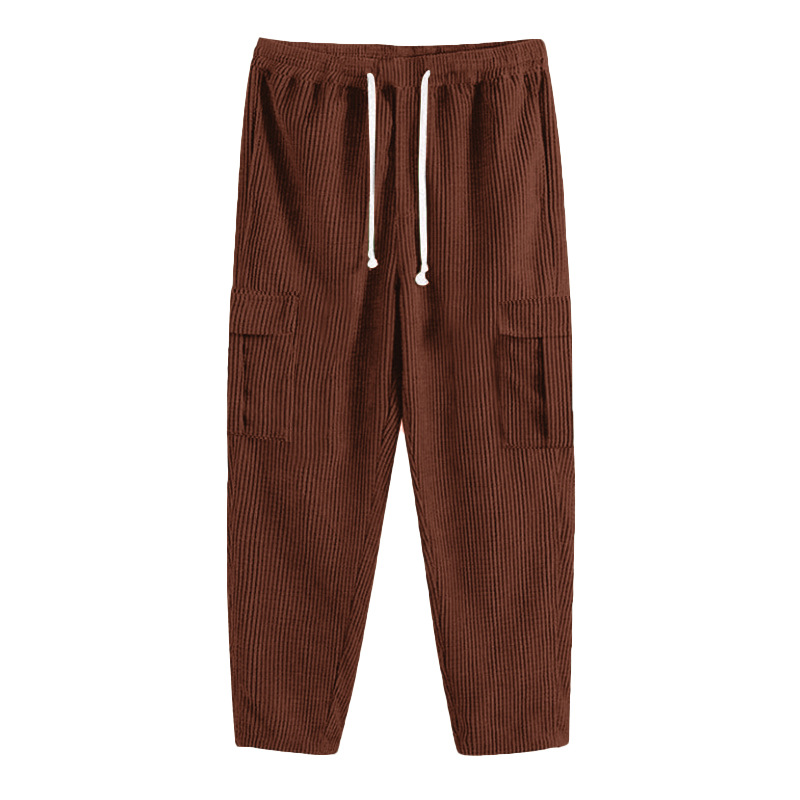 Comercio exterior Pantalones de pana para hombres Pantalones deportivos de color sólido pantalones casuales delgados de múltiples bolsillos rectos sueltos para hombres Otoño e Invierno