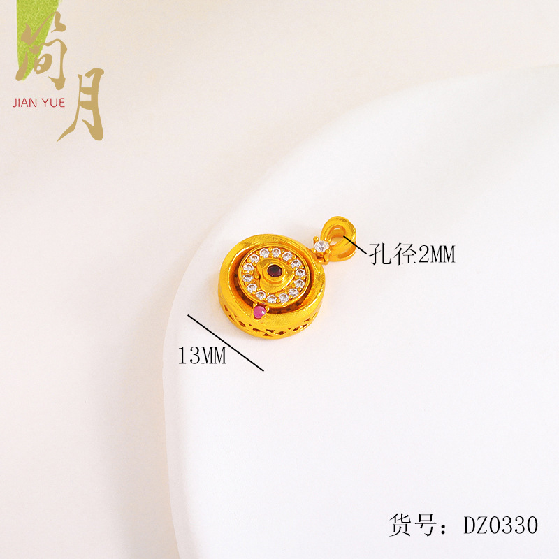 沙金diy手工配件小吊坠转运高档精工强保色吉祥串福项圈挂链饰品|undefined