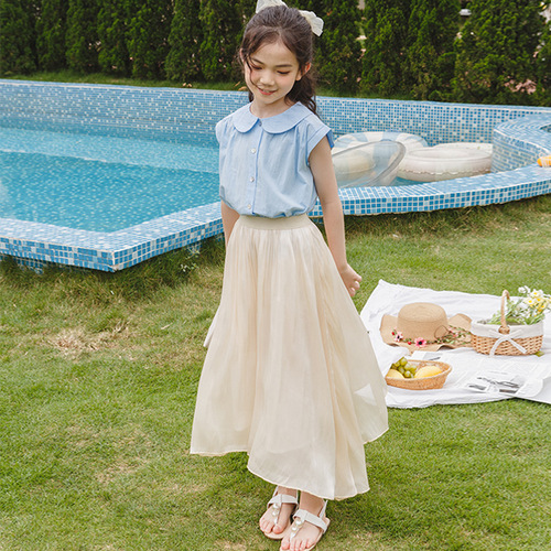 2023 summer island gauze skirt, elegant girls princess skirt suit, cute summer beach style skirt