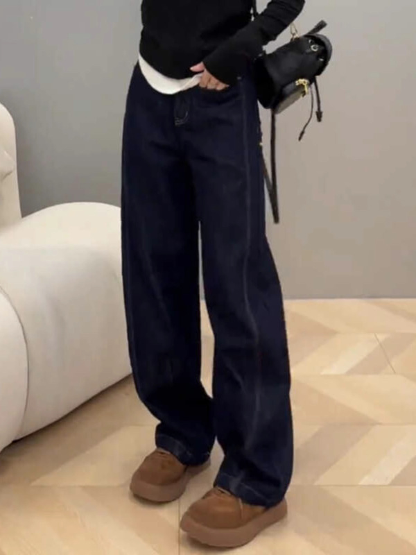 大码弯刀牛仔裤女春秋胖mm显瘦香蕉裤窄版阔腿宽松镰刀拖地长裤子|undefined
