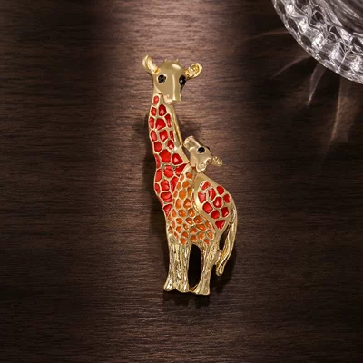Fashion multi-color alloy oil drop enamel giraffe brooch temperament exaggerated men's and women's clothing corsage jewelry pins (Yaxa sancaqları) - alloy-oil-drop-giraffe-brooch-red