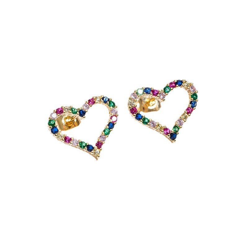 Ear Studs Classification 1 Pair Elegant Simple Style Heart Shape Copper Zircon Ear Studs