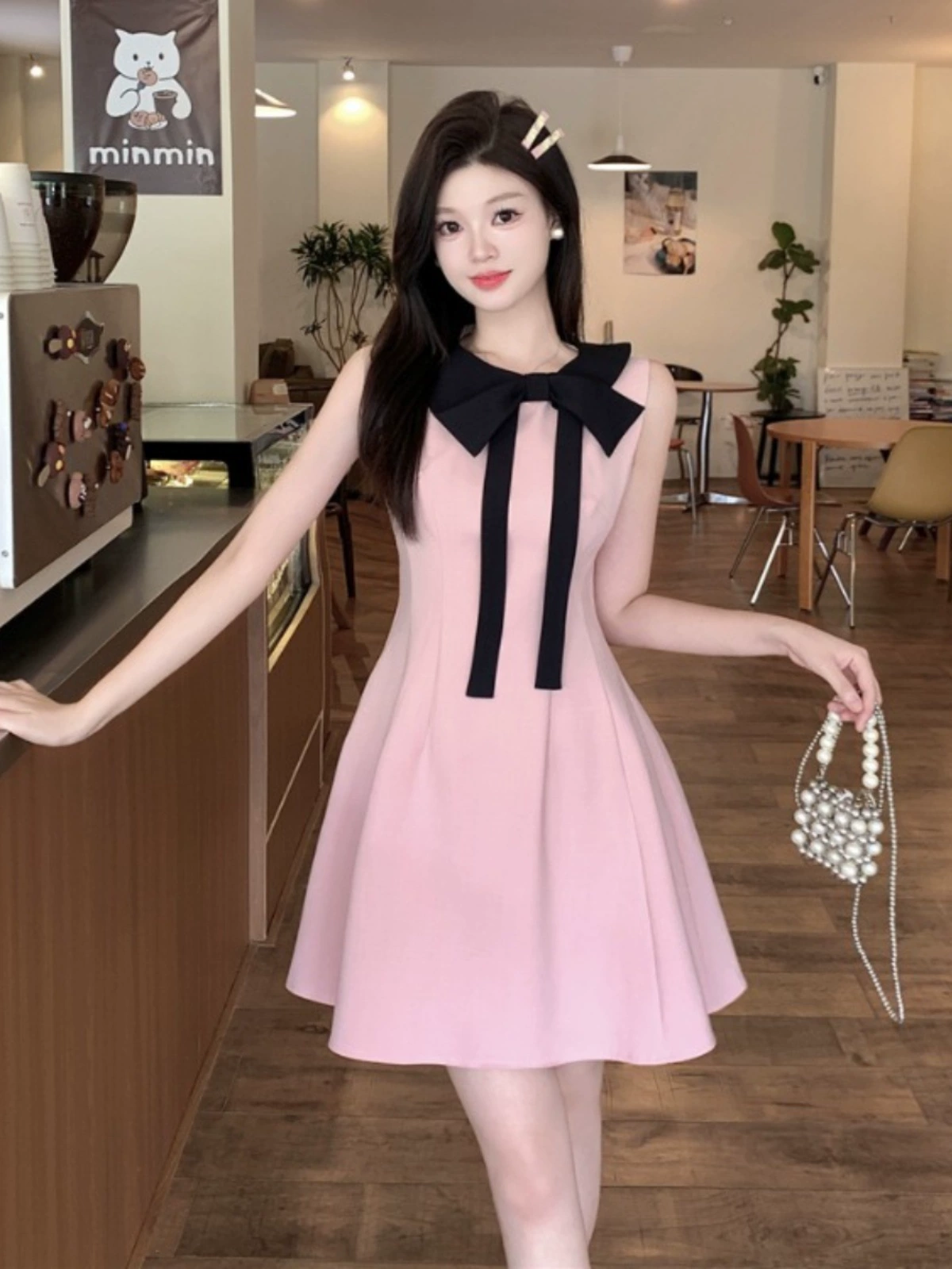 Летнее платье больших размеров для полных девушек, милое и стильное утягивающее платье во французском стиле с бантом на талии, женское платье-жилет