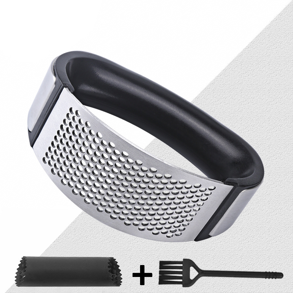 Ring-Shaped Garlic Press, Garlic Masher, Manual Garlic Peeling and Mashing Tool, Kitchen Household Thickened Stainless Steel