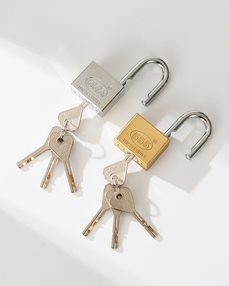 Customized Southeast Asian square blade copper padlock, copper key, copper lock core, copper natural color chrome-plated copper lock, export copper padlock pic 10
