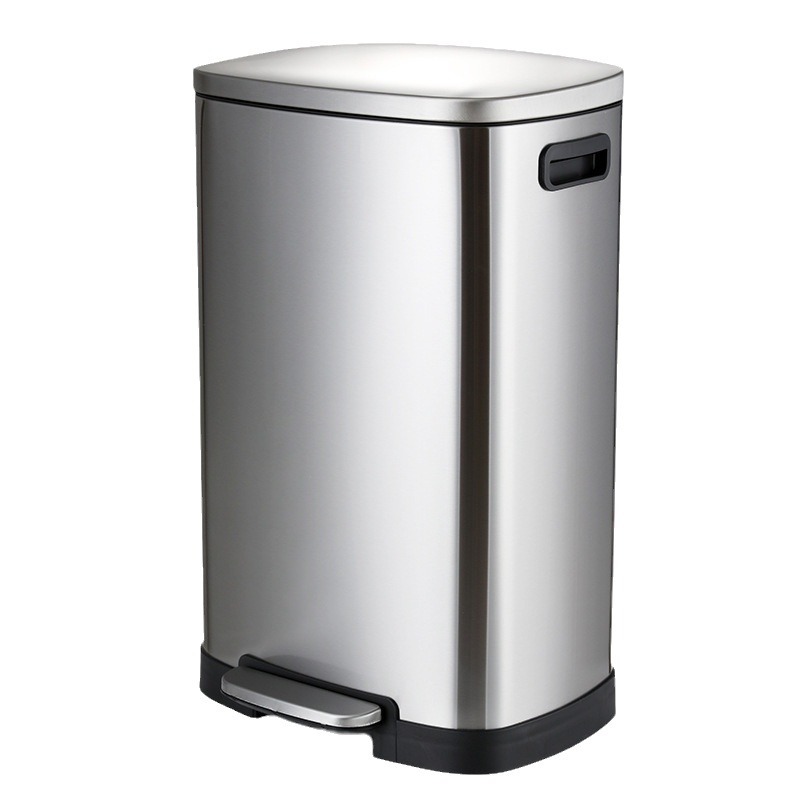 Stainless Steel Step Trash Can - Heavy-Duty Silent Slow-Close Waste Bin (Sand Steel/Titanium Black/Matte Black/Matte Grey/Cream White)_voghion.com