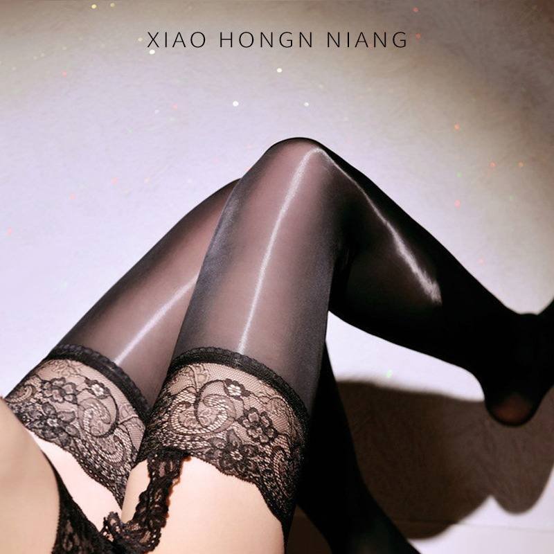 Black Silk Sexy Women's Sling One-piece Lace Over-the-Knee Socks Emotional Long Socks Beautiful Legs Internet Red Black Long Socks