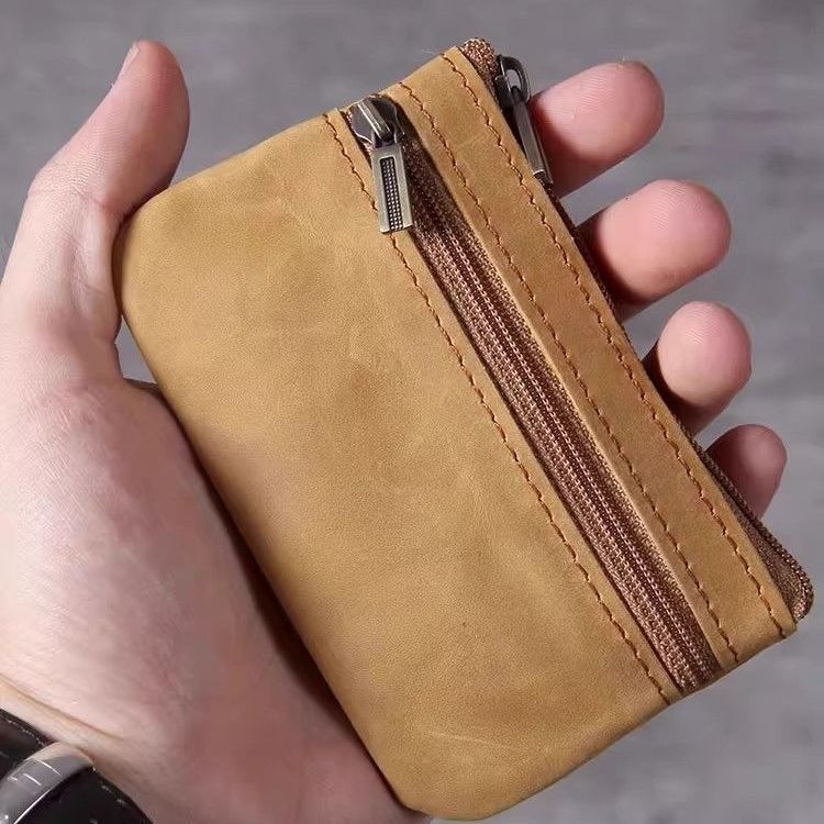 Mini coin purse/card holder, handmade PU leather, retro style, new original design, ultra-thin genuine leather, driver's license/key pouch for men and women.