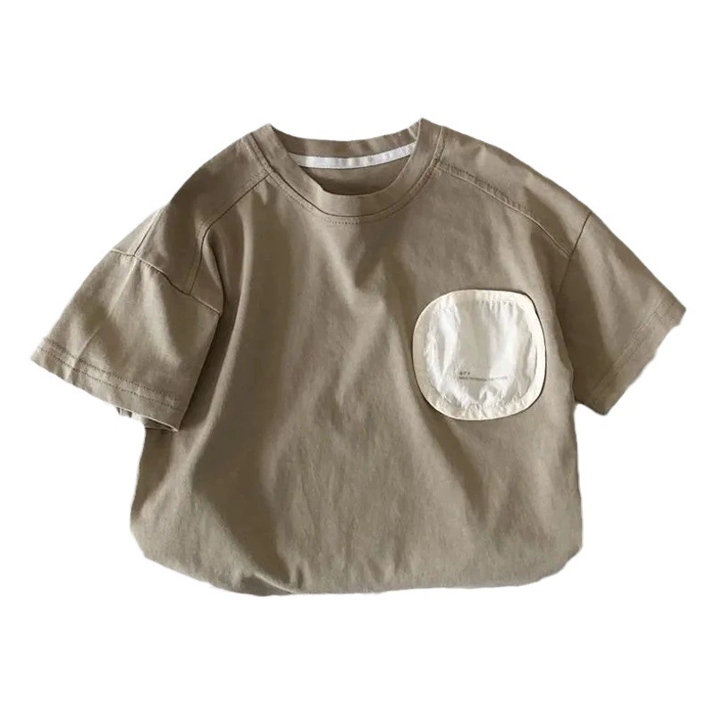 Мальчик с короткими рукавами футболка летняя одежда свободный круглый вырез белый хип-хоп случайный принт прилив летнее детское детское пальто мужской