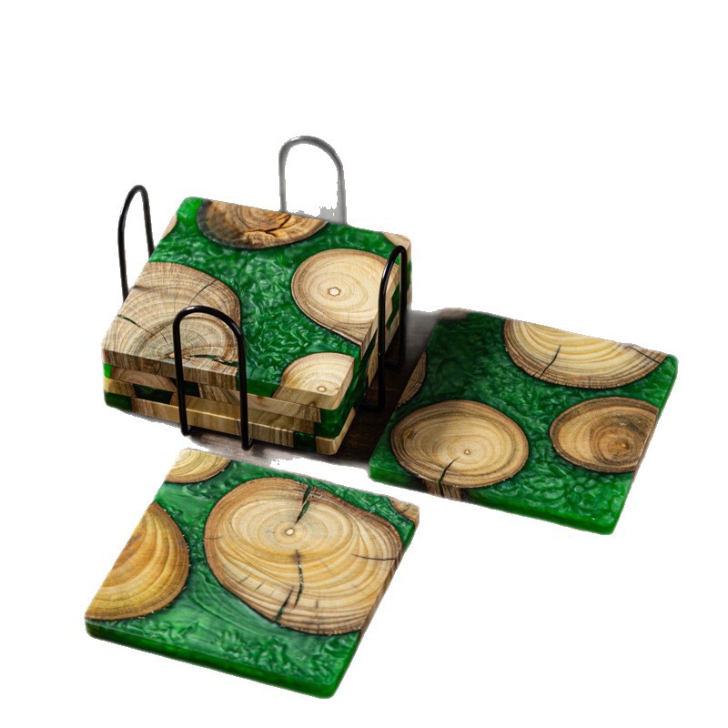 Bandeja de té, taza, bandeja de madera, accesorios para la ceremonia del té, bandeja de té, almohadilla de aislamiento térmico, almohadilla de madera maciza de boj, posavasos de café de resina
