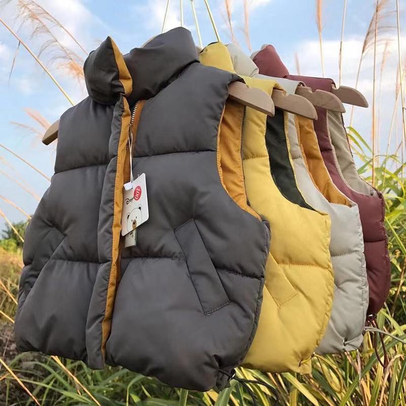 Chaleco de algodón para niños, ropa infantil nueva de 2025, chaleco cálido con cuello alto para bebés, niños y niñas