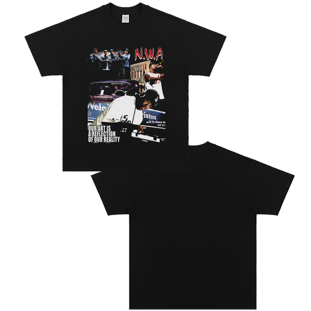 West Coast Rap N.W.A. Digital Direct Jet Washing Made Old American Retro Little Neck Camiseta image 31