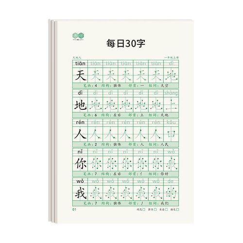 Calligraphy and stress relief synchronous calligraphy practice book 30 words per day for primary school students in grades 1-6 Chinese language dot matrix calligraphy practice book