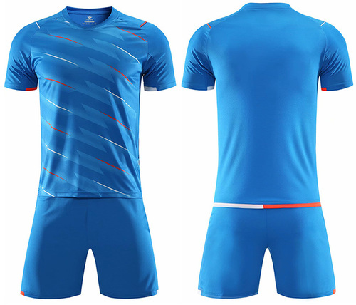 Football sport set with printed short sleeve jersey, printed summer adult training team uniform, children's football set for men