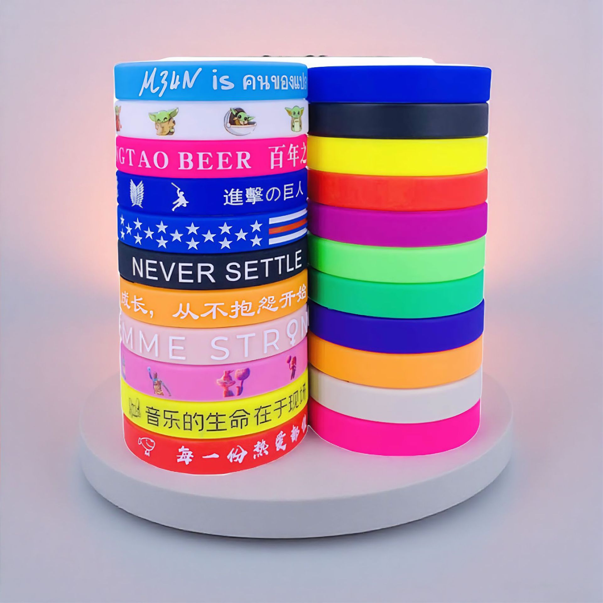 Pulsera de silicona cóncavo-convexo Impresión logotipo personalizado letras láser caucho muñeca Correa fabricante color sólido luminoso deportes pulsera