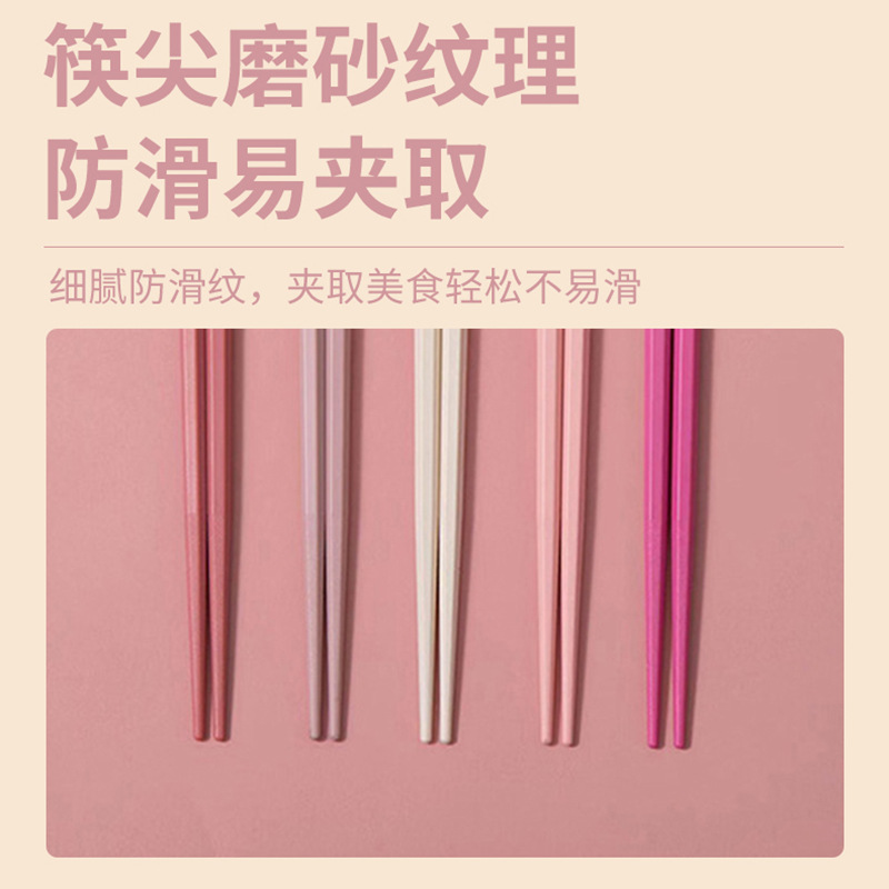 馬卡龍色合金筷子 一人一筷家用六角分餐筷 耐高溫合金筷批發