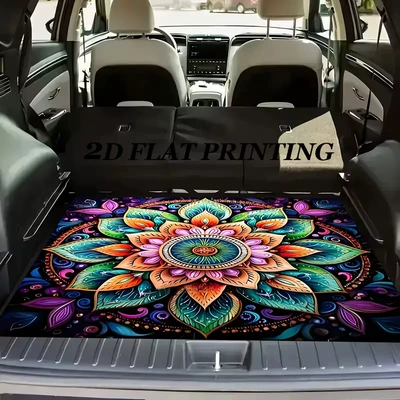 Avtomobil döşəmə paspasları: car trunk mat, interior - 425de-floral-car-floor-mat-6-75100cmcrystal-velvet-with-dot-plastic-backing