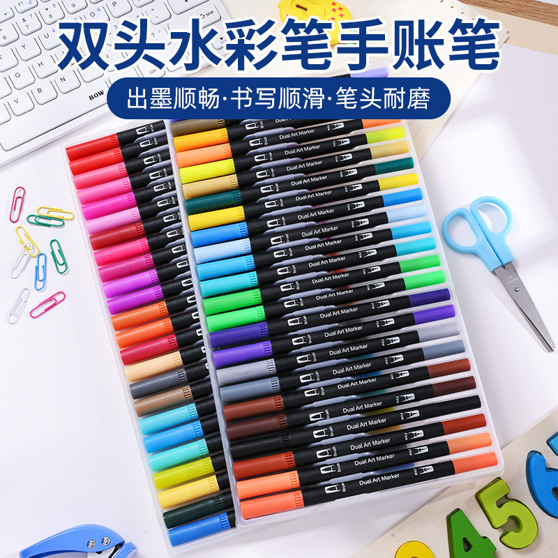 亚马逊画笔12色涂鸦双头批发亚马逊水彩笔儿童0水性促水彩笔套装|undefined