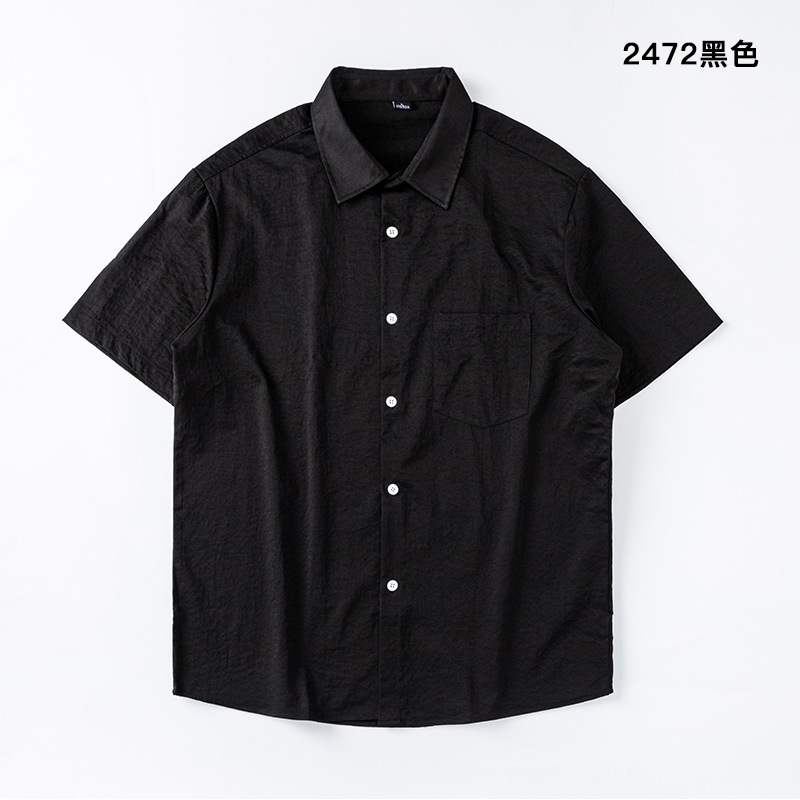 Verano nuevo estilo japonés casual camisa de manga corta camisa suelta para hombres camisa de verano para estudiantes blusa lisa todo fósforo