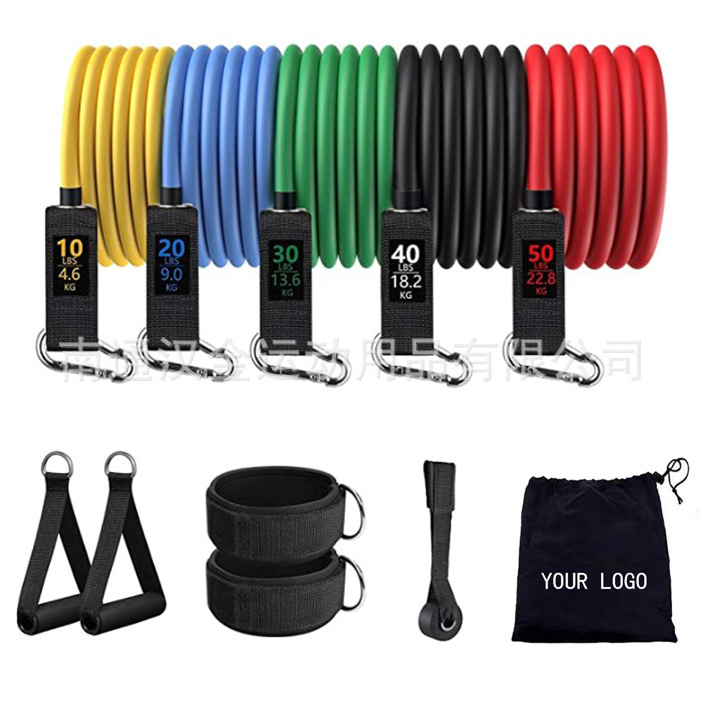 Dispositivo de tensión de 11 piezas cuerda de tensión banda elástica 150 libras 100 libras banda de tensión de látex dispositivo de tensión de fitness de látex