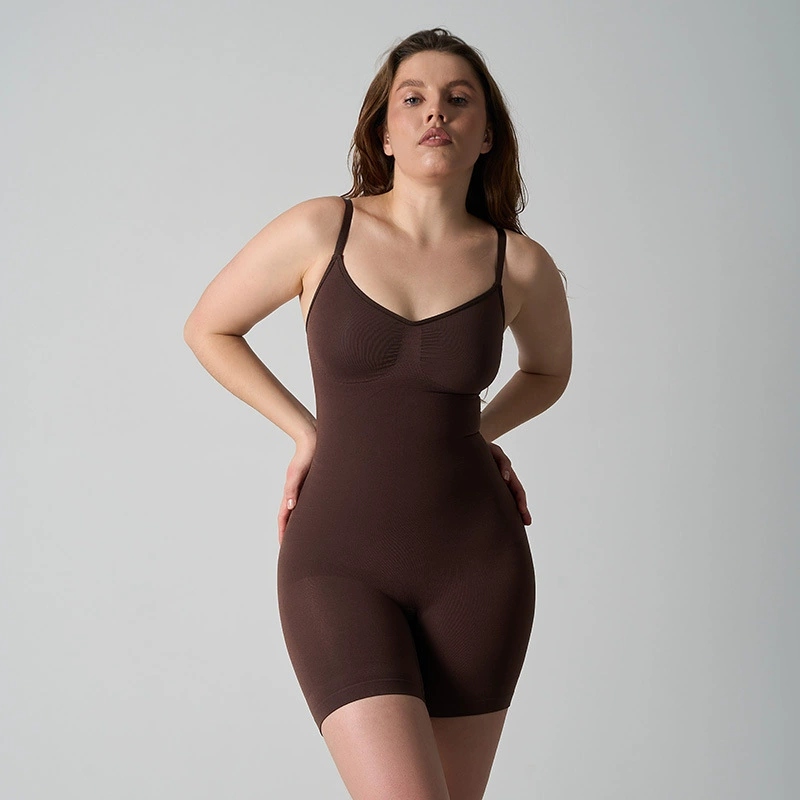 КОННИ украшение BODY SKIMS Knit MID THIGH BODYSUIT Безшовное формирование тела, винтажная талия, ремень