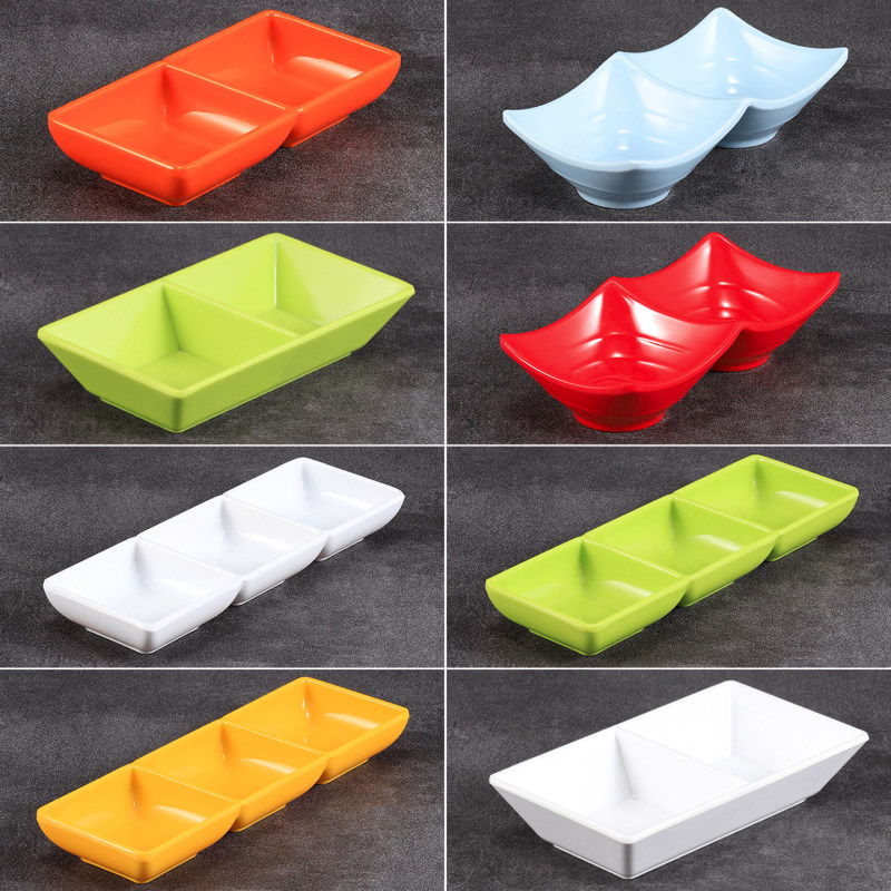 Japanese-Style Seasoning Dish, Dipping Sauce Dish, Commercial Barbecue Sauce, Snack Dish, Double-Compartment Bowl, Dipping Dish, Two-Compartment, Three-Compartment Dish