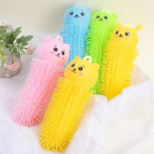 Night market push flash cartoon stress relief LED light-emitting eye fur ball to vent stress relief light-up children's toy