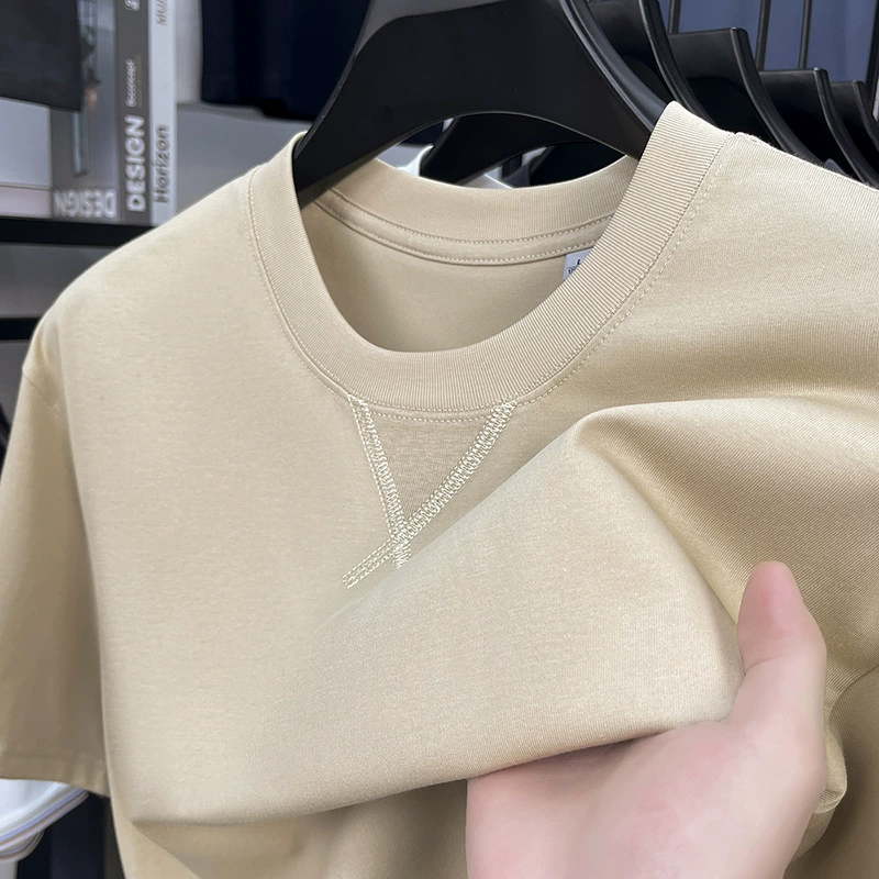 2015 Летняя новая футболка с круглым вырезом повседневный сплошной цвет с короткими рукавами тренд молодой кожи модный бизнес мужской топ t