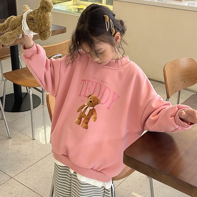 2022 new pattern letter Little Bear printing girl Sweater one thickening T-shirts Socket Sweater Children