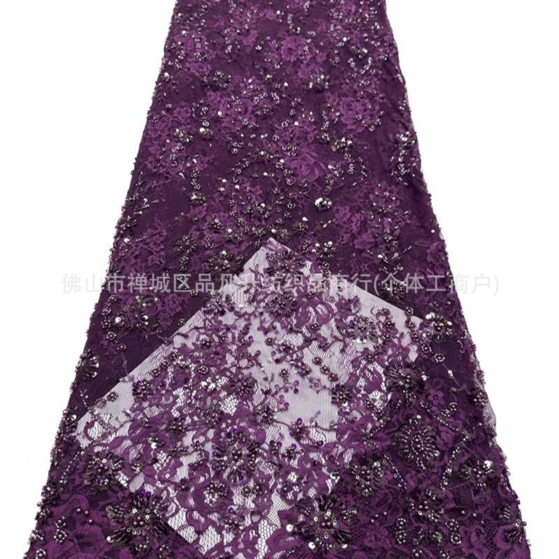 Flores 3D hechas a mano pestañas de encaje vestido de novia anfitrión escenario de vestido largo de Oriente Medio tela