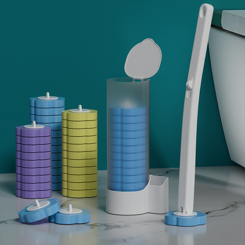 Disposable Toilet Brush Dissolving Replacement Head Toilet Cleaning Brush Set No Dead Ends Decontamination Household Disposable Toilet Brush