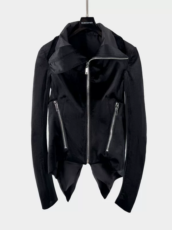 Spring jacket, classic black rostometer with zipper, (Physicals), slim fit