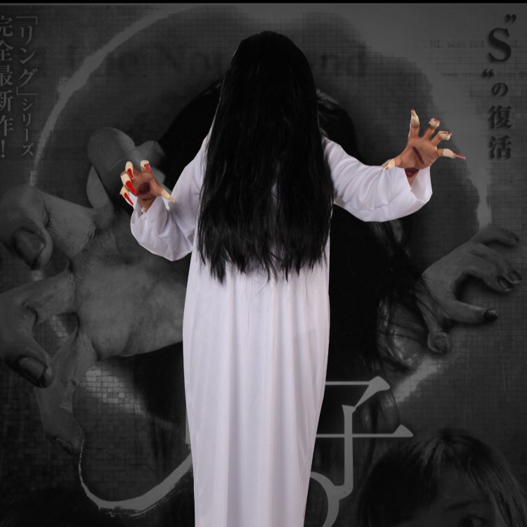 Halloween horror hembra fantasma traje de castidad pluma juego de hadas fantasma de miedo castidad peluca Zombie fantasma novia traje de rendimiento