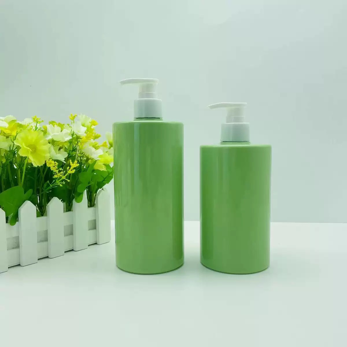 平肩圆柱500ml乳液瓶pet塑料洗发护发沐浴洗手液按压瓶子洗发水