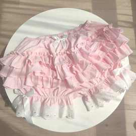 新款嫩粉色Lolita南瓜裤可爱萝莉蛋糕裙撑裤打底多层防狼少女短裤