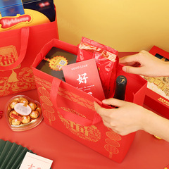 2023中秋節新款禮品袋無紡布送禮紅色兔年禮物手提福袋高檔紅酒