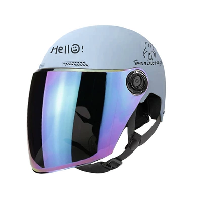Motosiklet kaskı (dəbilqə), Helmet, Impact-Resistant, Sun-Proof Half Helmet for - 3c-certification-spring-and-summer-lucky-rabbit-cloud-water-blue-changcai-one-size-fits-all