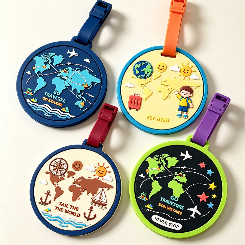 Pvc Soft Rubber Luggage Anti-Lost Tag Custom-Made for Global Travel, Personalized Silicone Earth-Patterned Travel Boarding Pass Tag Pvc Soft Rubber Luggage Anti-Lost Tag Custom-Made for Global Travel, Personalized Silicone Earth-Patterned Travel Boarding Pass Tag