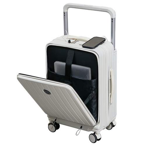 Women's Front-Opening Wide Handle Luggage Multifunctional High-Quality Travel Suitcase 24 Inches Men's Password Suitcase