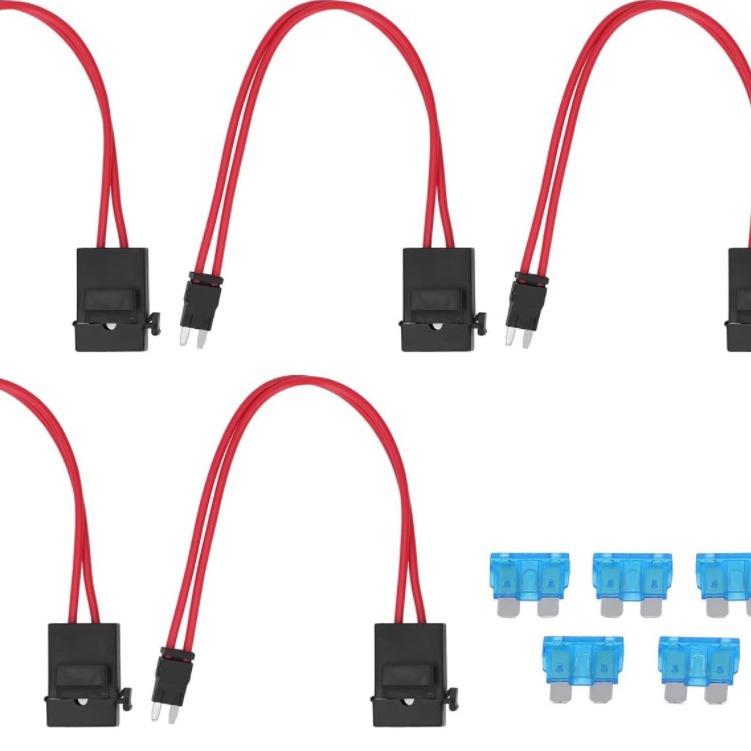 5 件汽车保险丝支架连接 PC重型电线延长迷你中号小号连接器16AWG