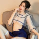 Sexy Pajamas for Women Summer Thin Hot Transparent Sexy Uniform Temptation Student Rabbit Ear Suspender Suit Sailor Suit
