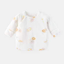 新生儿衣服秋冬加厚棉衣0-3月纯棉宝宝保暖上衣夹棉婴儿半背衣