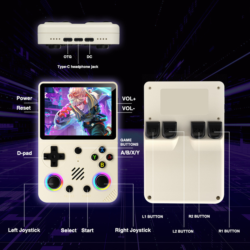 新款RG36开源游戏机掌机pro掌上GBA便携式怀旧迷你街机PSP彩灯RGB|undefined