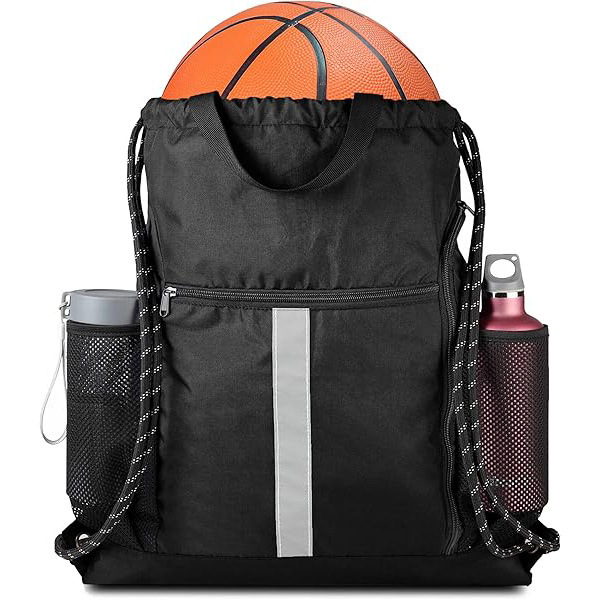 Customized Multi-Pocket Portable Sports Gym Drawstring Bag Outdoor Beach Basketball Drawstring Backpack with Shoe Compartment