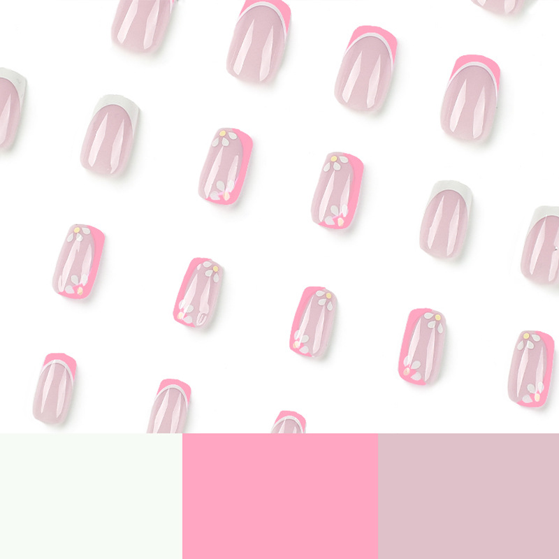 Pegatinas de uñas usables polvo blanco contraste de color flor francesa pegatinas de uñas usables uñas de arte esmalte de uñas