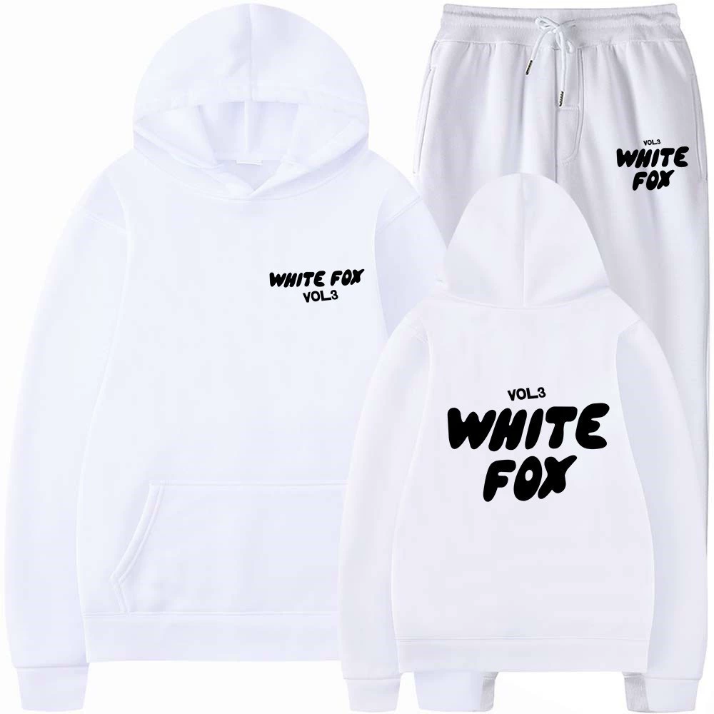 Трансграничная весенняя, осенняя и зимняя новая мода на шнурке, спортивный пуловер WHITEFOX с длинными рукавами, толстовка с капюшоном, костюм из двух предметов
